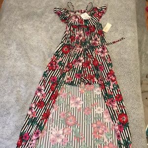 Floral striped dress with shorts